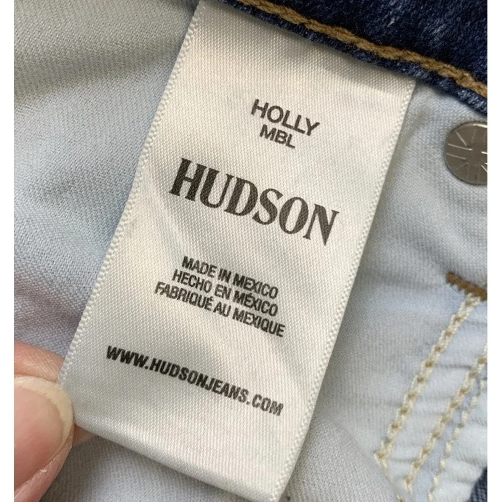 Hudson Holly Jeans Women's Size 31 Blue Denim Distressed‎ Button Fly Raw Hem